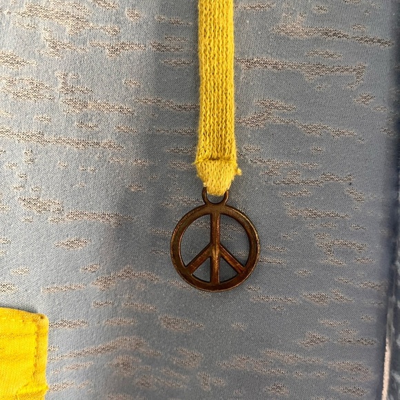Vintage Kitson LA Sweatshirt Peace 2010 Blue Yellow Hoodie Size M - Picture 7 of 7